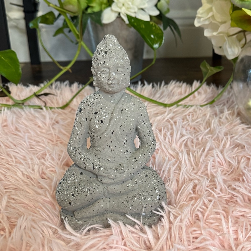 Gray Speckled Buddha Statue Home Decor - Picture 1 of 4